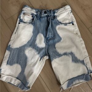 Calvin Klein Jeans White and Light Blue Bleached Denim Shorts